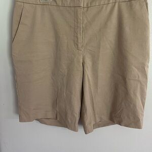 Susan Graver Tan Bermuda Shorts Lightweight Cotton Blend